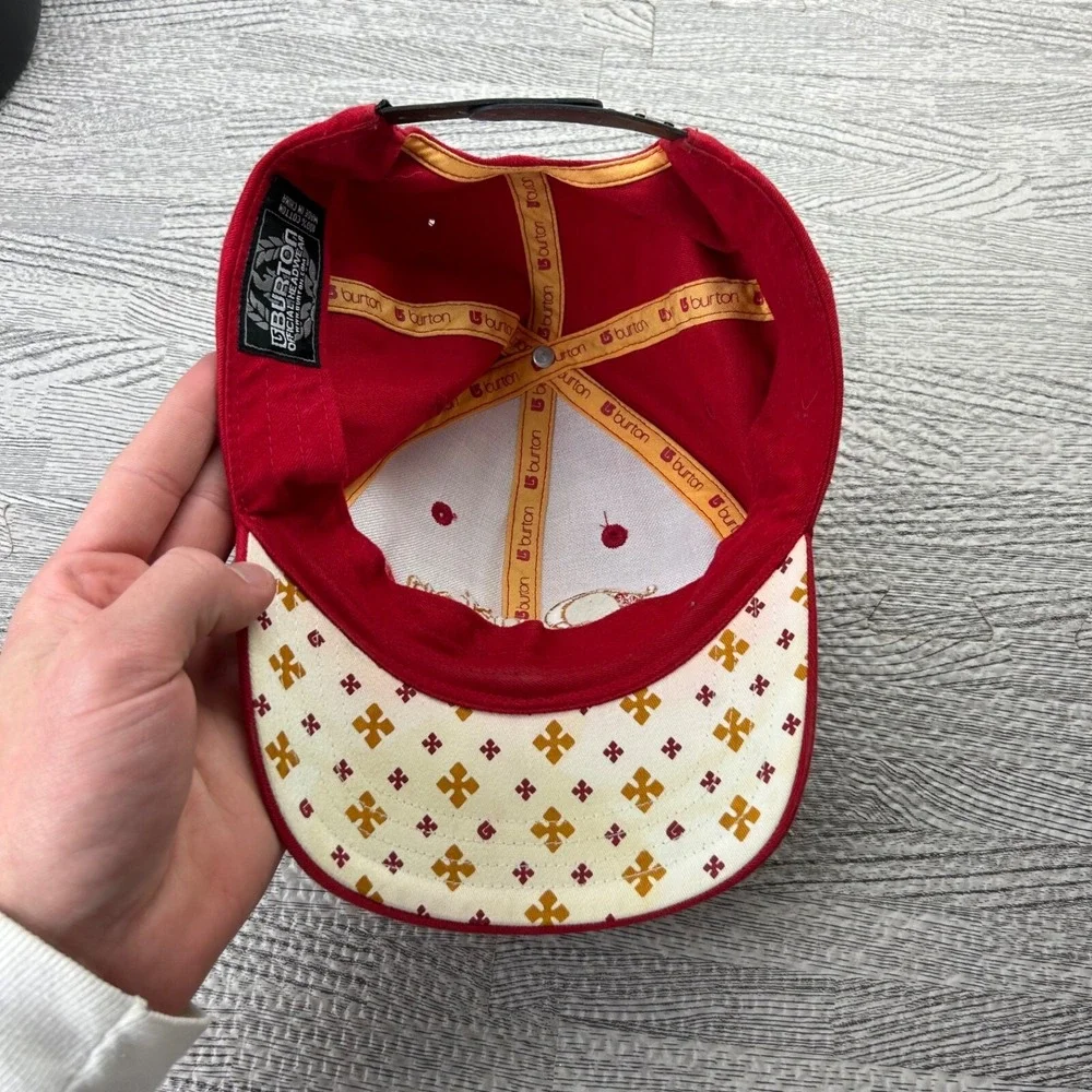 Vintage Burton Snowboards Hat Cap Snap Back Adjustable Red YOUTH